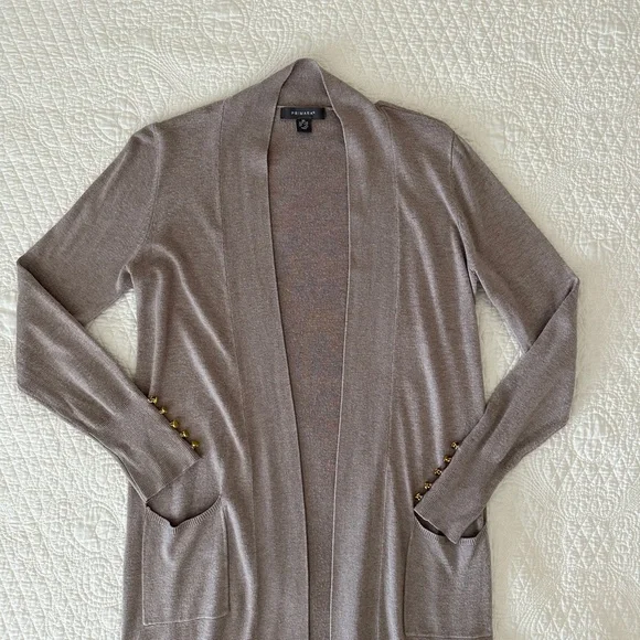 Primark Long Taupe Tan Duster Cardigan Sweater Women's XS - Picture 5 of 7